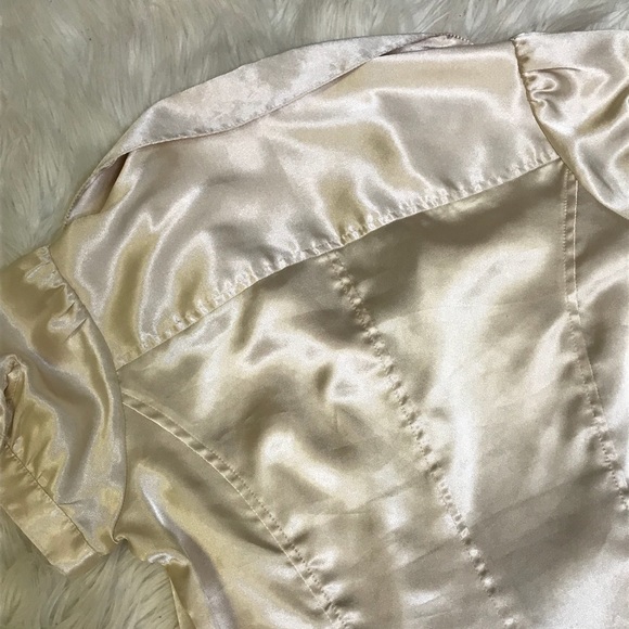 Beige Silky Button Down Top - Picture 6 of 6